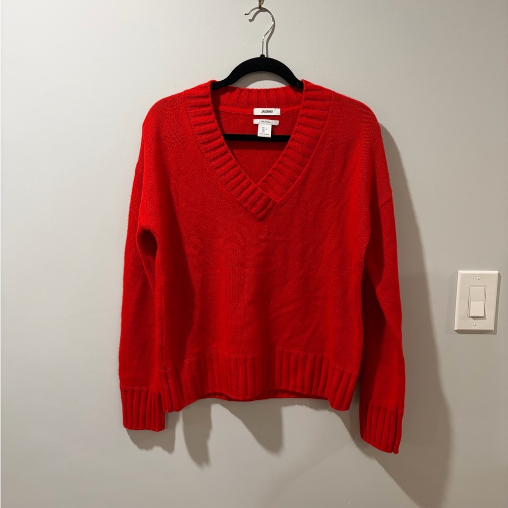 NWOT Jason Wu Red V-Neck Cashmere Sweater